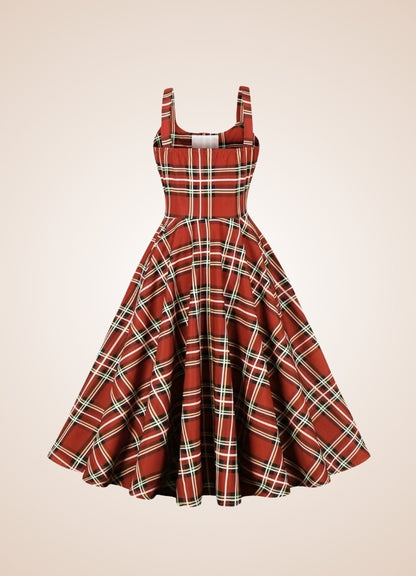 Red Plaid Steampunk Dress UK