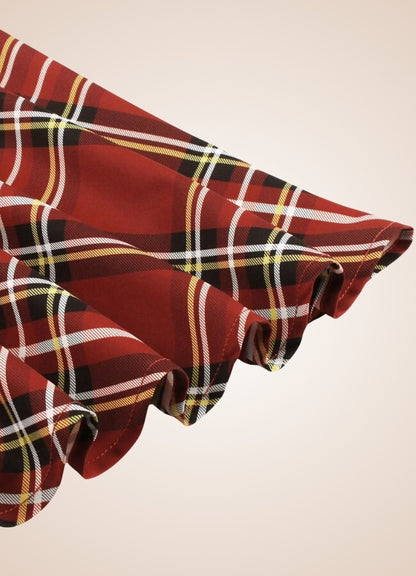 Red Plaid Steampunk Dress UK