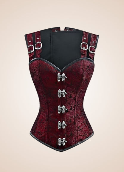 Red Steampunk Lace Up Corset UK