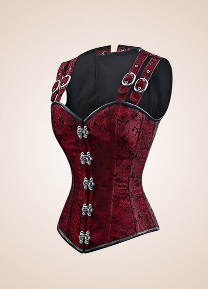 Red Steampunk Lace Up Corset UK
