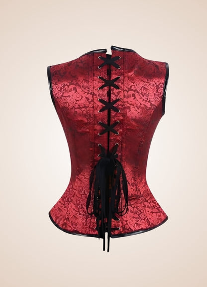 Red Steampunk Lace Up Corset UK