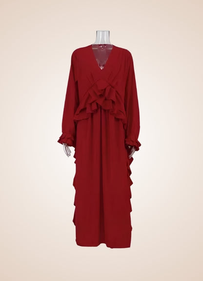 Red Steampunk Ruffle Dress UK