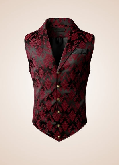 Red Steampunk V Neck Vest UK