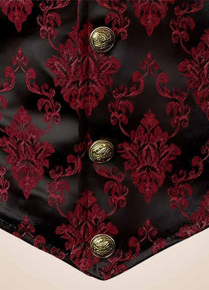 Red Steampunk V Neck Vest UK