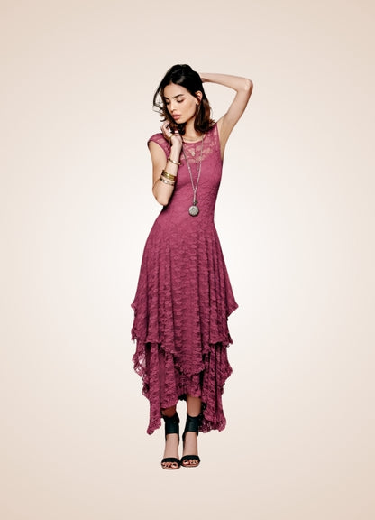 Red Wine Steampunk Long Dress UK