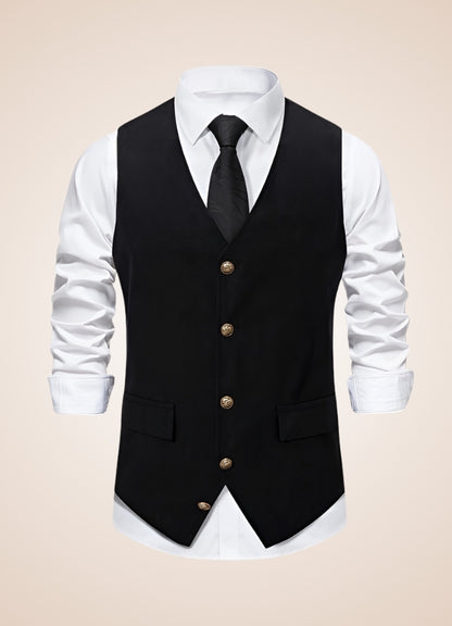 Retro Black Suit Vest UK