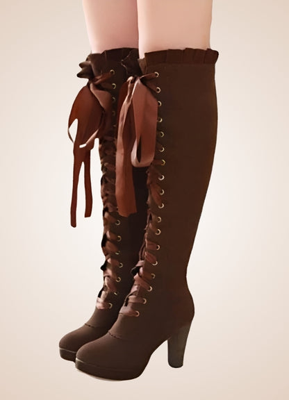 Ribbons Lace Steampunk Boots UK
