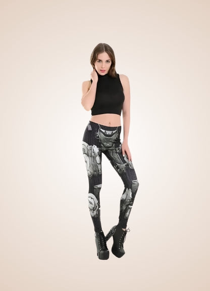 Silver Steampunk Legging UK