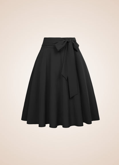 Solid Color Ribbon Midi Skirt UK