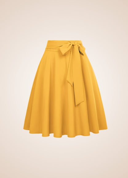 Solid Color Ribbon Midi Skirt UK