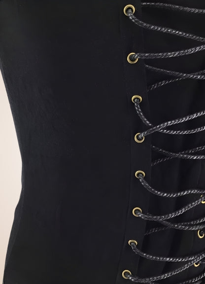 Steampunk Black Leather Belt Buckle Vest UK