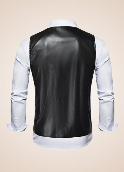 Steampunk Black Leather Gilet UK