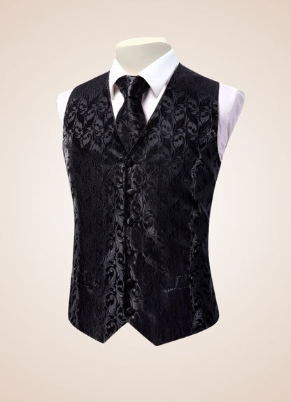 Steampunk Black Pattern Suit Vest UK