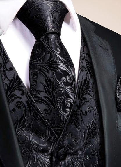 Steampunk Black Pattern Suit Vest UK