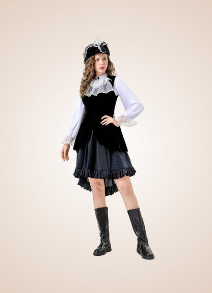 Steampunk Black Pirate Corset Dress UK