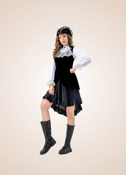 Steampunk Black Pirate Corset Dress UK