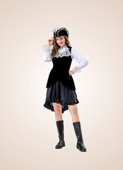 Steampunk Black Pirate Corset Dress UK