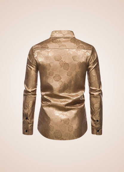 Steampunk Brown Flower Pattern Shirt UK