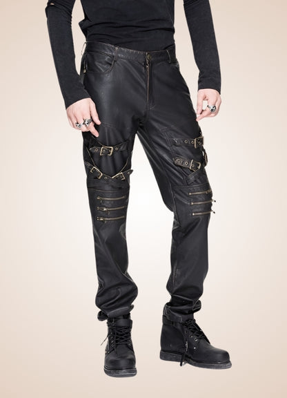 Steampunk Buckle Leather Pants UK