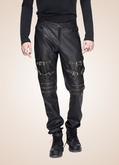 Steampunk Buckle Leather Pants UK