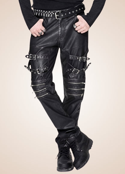 Steampunk Buckle Leather Pants UK