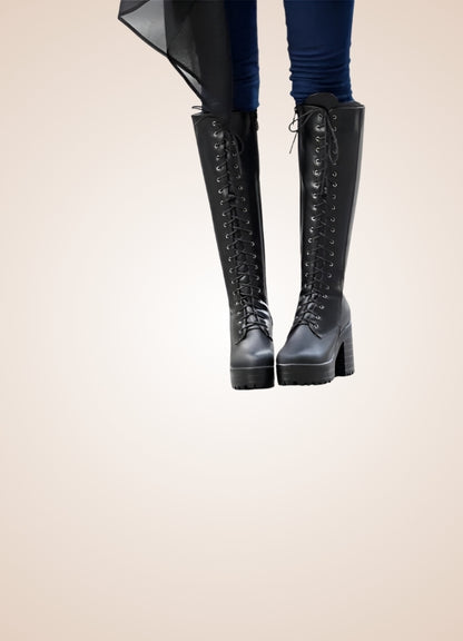Steampunk Faux Leather Lace Boots UK