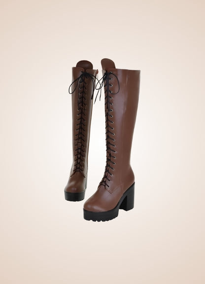 Steampunk Faux Leather Lace Boots UK