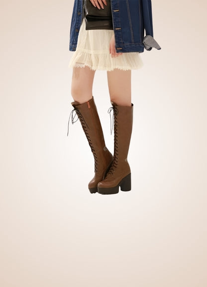 Steampunk Faux Leather Lace Boots UK