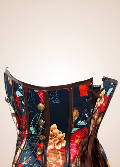 Steampunk Flower Print Corset UK