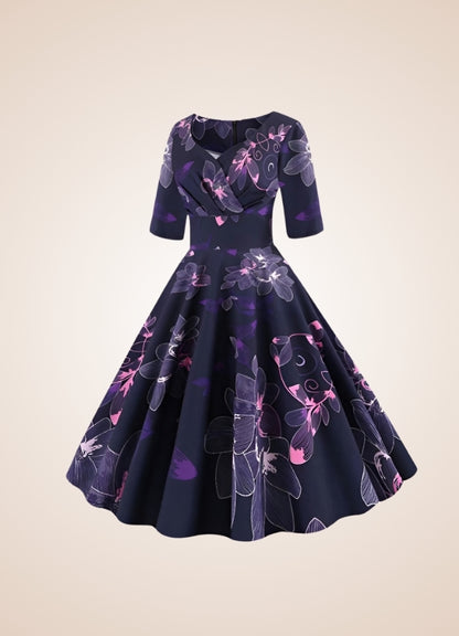 Steampunk Flower Print Dress UK