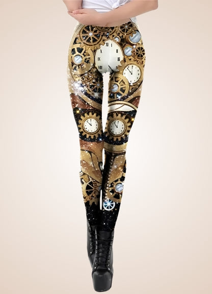 Steampunk Gold Mechanical Print Legging UK