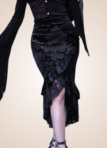 Steampunk Gothic Trumpet Skirt UK