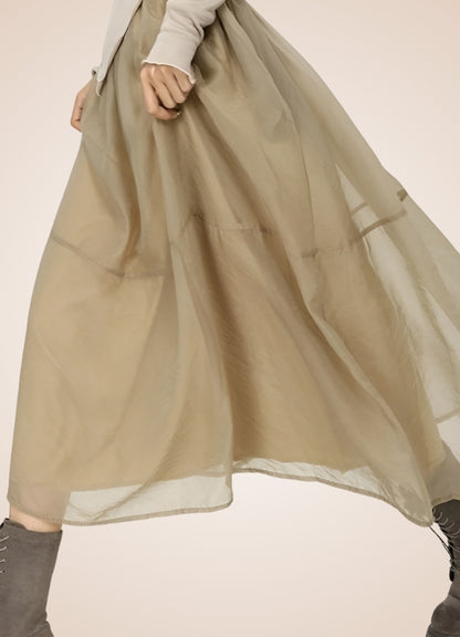 Steampunk Khaki Long Skirt UK