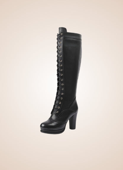 Steampunk Lace Up Long Boots UK