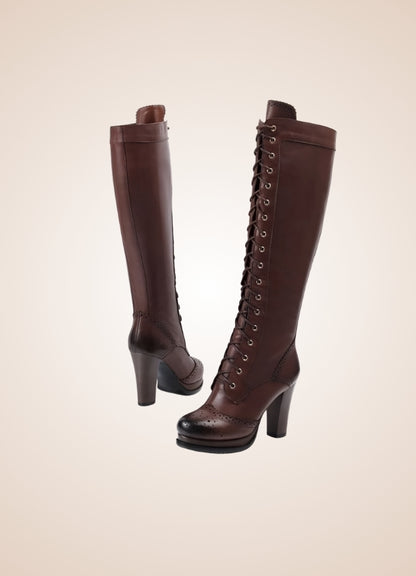 Steampunk Lace Up Long Boots UK