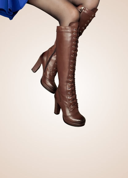 Steampunk Lace Up Long Boots UK