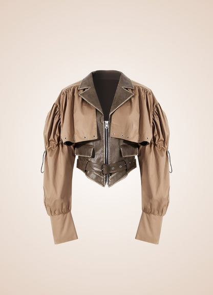 Steampunk Leather Crop Top Jacket UK