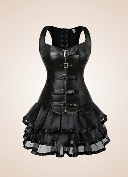Steampunk Leather Overbust Dress UK