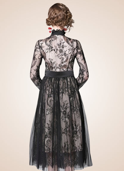 Steampunk Long Sleeve Lace Dress UK