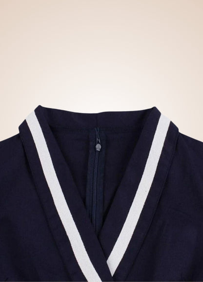 Steampunk Navy Blue V Neck Dress UK