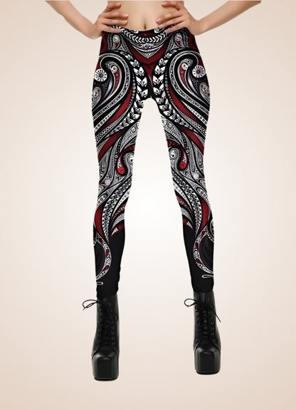 Steampunk Red Paisley Legging UK