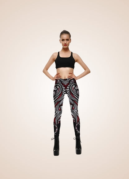 Steampunk Red Paisley Legging UK