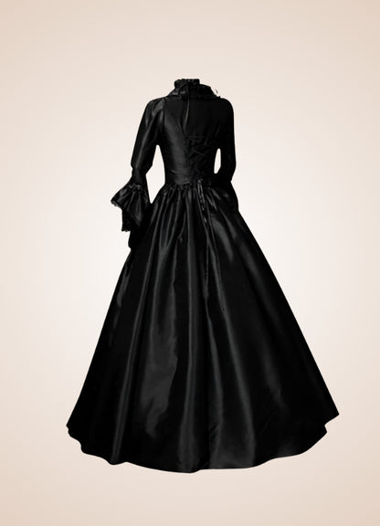 Steampunk Victoria Black Satin Dress UK