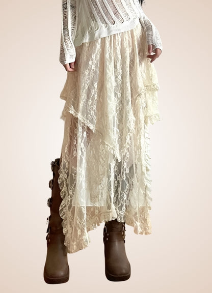 Steampunk White Asymmetrical Skirt UK