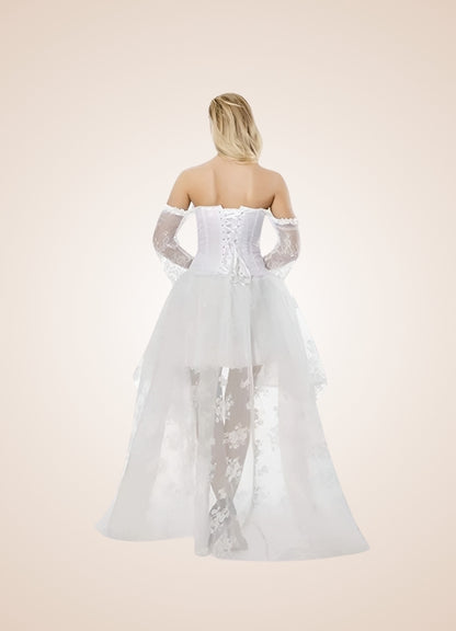 Steampunk White Long Sleeve Dress UK