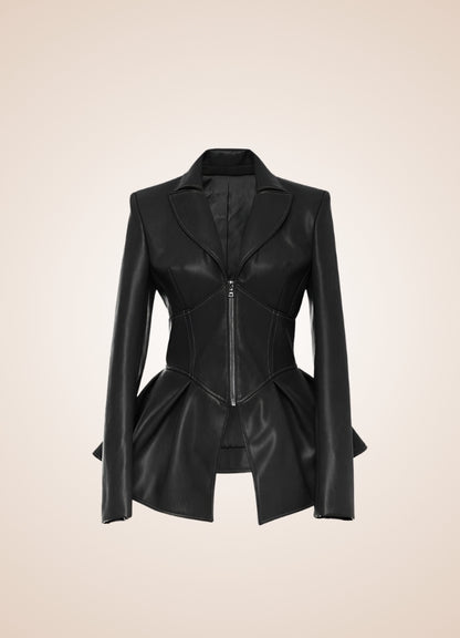 Steampunk Women's Leather Zipper Jacket UK