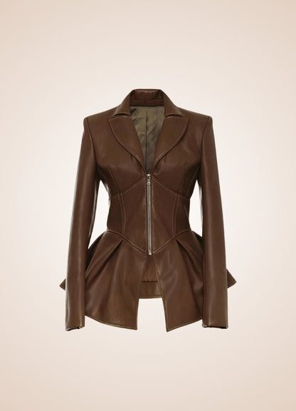 Steampunk Women's Leather Zipper Jacket UK