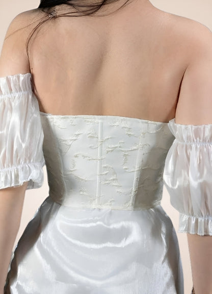 White Off Shoulder Steampunk Corset UK