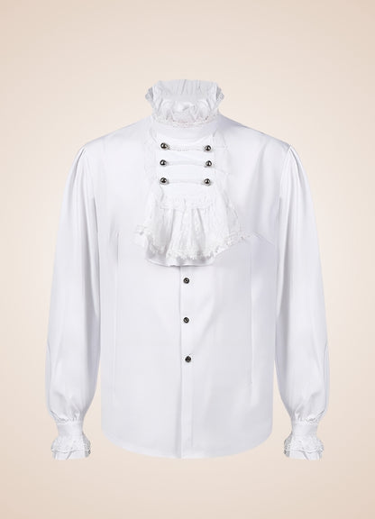 White Steampunk Flounce Tie Shirt UK