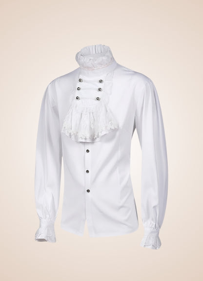 White Steampunk Flounce Tie Shirt UK